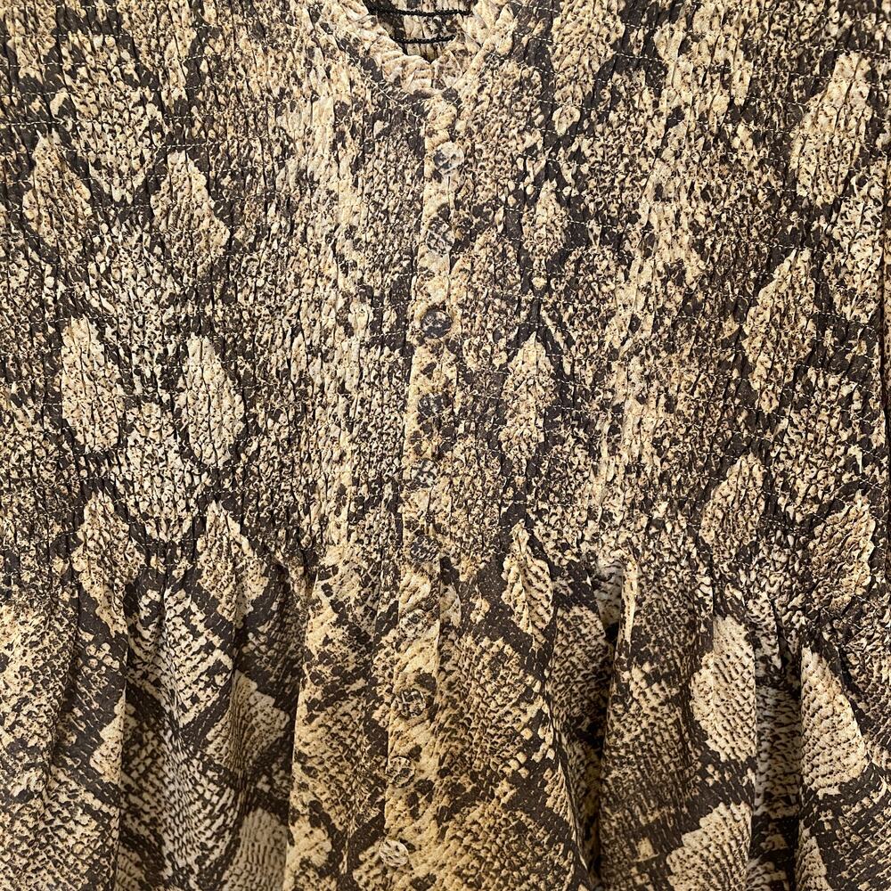 Zara The Veronica Blouse Snake Print Python Ruffl… - image 4